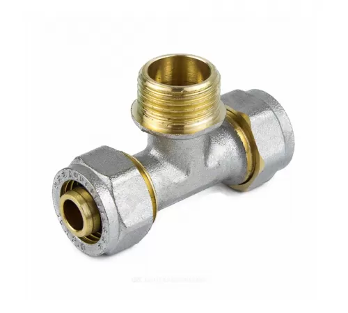 Тройник МП латунь никель обжим Дн 16х1/2"х16 НР ГОСТ 32415-2013 7014 Aquasfera 7014-01
