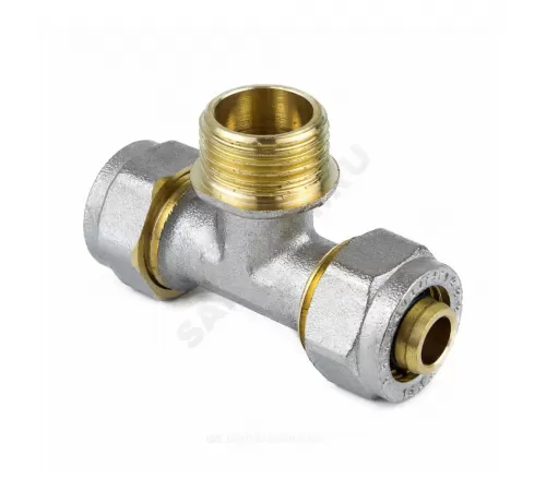 Тройник МП латунь никель обжим Дн 16х1/2"х16 НР ГОСТ 32415-2013 7014 Aquasfera 7014-01