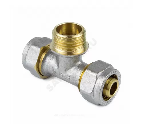 Тройник МП латунь никель обжим Дн 16х1/2"х16 НР ГОСТ 32415-2013 7014 Aquasfera 7014-01
