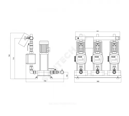 Установка повышения давления ACTIVE DRIVER 3 KVC A.D. 45/80 T / N DAB 60122674
