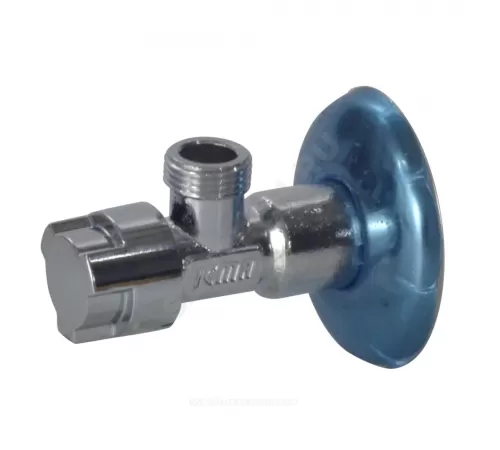 Кран латунь бытовой хром угловой G1/2"х3/4" Ру10 НР переходной маховик с отражателем Icma 90519AE07