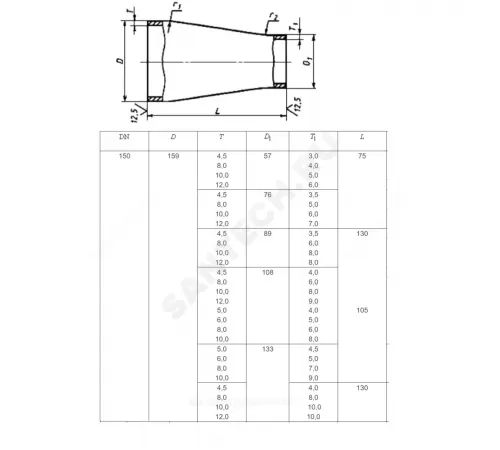 Переход сталь концентрический Дн 108х4,0-89х3,5 (Ду 100х80) бесшовный ГОСТ 17378-2001