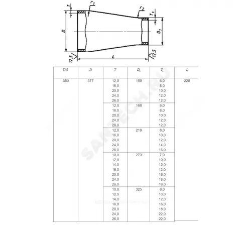 Переход сталь концентрический Дн 108х4,0-89х3,5 (Ду 100х80) бесшовный ГОСТ 17378-2001