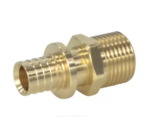 Муфта для PE-X труб аксиальная латунь Дн 20х3/4" НР РОС