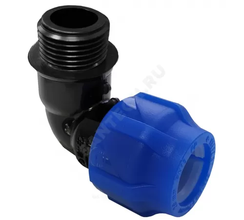 Отвод компрессионная ПЭ Дн 20х1/2"х90гр НР Ру16 VALFEX 1210012420012