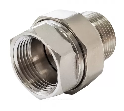 Соединитель латунь никель американка Ду 15 (1/2") прямой ВР/НР VALFEX VF.340.N.012