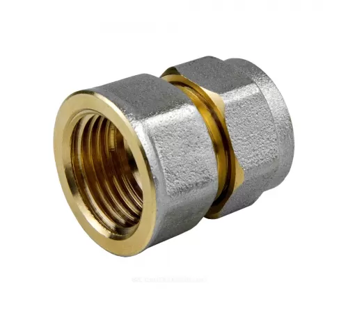 Муфта МП латунь никель обжим Дн 20х1/2" ВР ГОСТ 32415-2013 7002 Aquasfera 7002-03