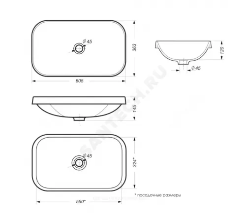Умывальник врезной Infinity 60 без отверстия под смеситель белый Sanita Luxe WB.IN/Infinity/60-N/WHT.G/S1 Умывальник врезной Infinity 60 без отверстия под смеситель белый Sanita Luxe WB.IN/Infinity/60-N/WHT.G/S1