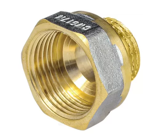 Переход латунь никель реборда Ду 15х10 (1/2"х3/8") ВР/НР 9021 ГОСТ 32585-2013 Aquasfera 9021-10