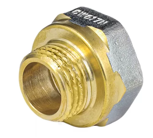 Переход латунь никель реборда Ду 15х10 (1/2"х3/8") ВР/НР 9021 ГОСТ 32585-2013 Aquasfera 9021-10