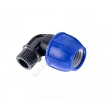 Отвод компрессионный ПЭ Дн 63х1 1/2"х90гр НР Ру10 RTP (РосТурПласт) 21782