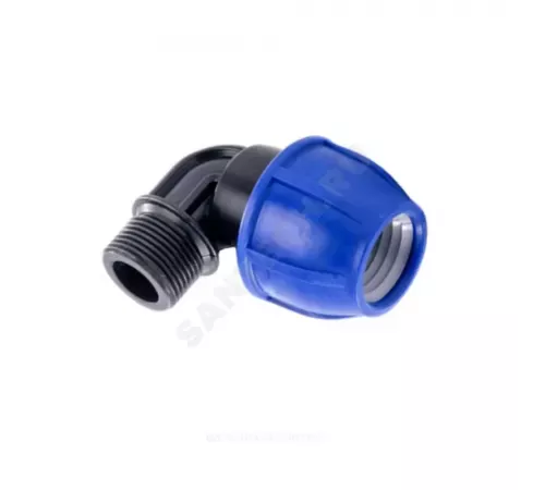 Отвод компрессионный ПЭ Дн 63х1 1/4"х90гр НР Ру10 RTP (РосТурПласт) 22064 Отвод компрессионный ПЭ Дн 63х1 1/4"х90гр НР Ру10 RTP (РосТурПласт) 22064