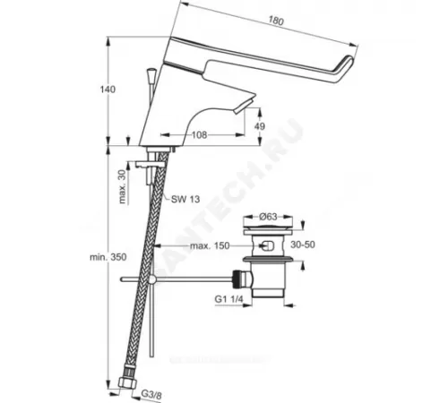 Смеситель для умывальника хирургический локтевой одноручный CERAPLUS Ideal Standard B8219AA Смеситель для умывальника хирургический локтевой одноручный CERAPLUS Ideal Standard B8219AA