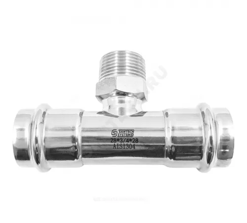 Тройник сталь нерж AISI 304 Дн 22х3/4"х22 пресс/НР SantechSystems Тройник сталь нерж AISI 304 Дн 22х3/4"х22 пресс/НР SantechSystems