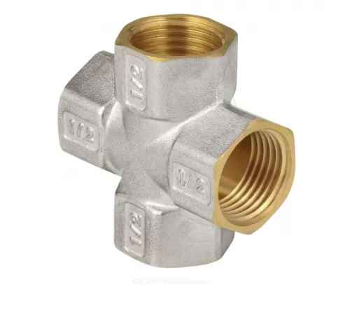 Крест латунь никель Ду 25 (1") ВР/ВР 9011 ГОСТ 32585-2013 Aquasfera 9011-03